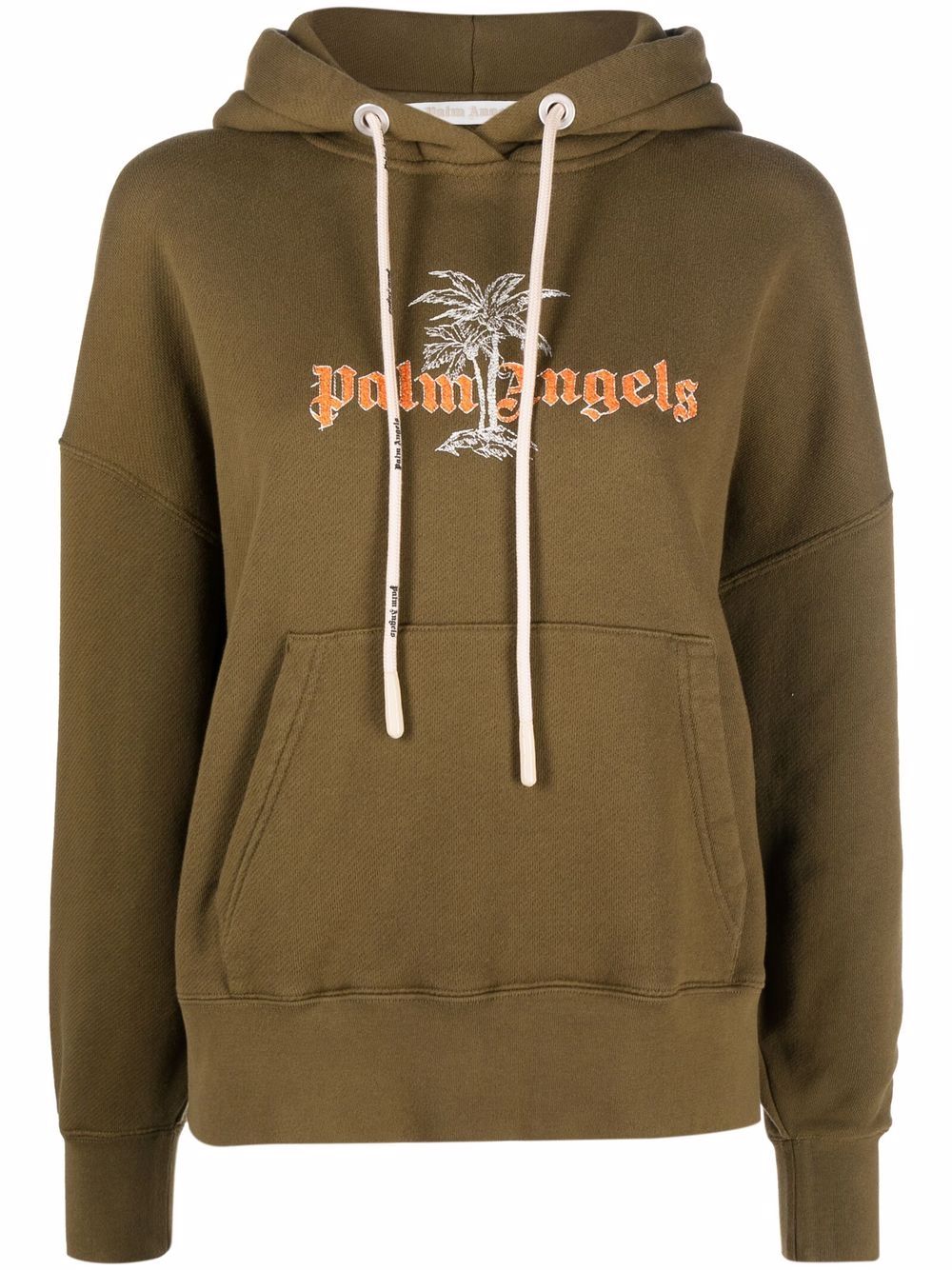 Palm Angels logo印花连帽衫 - 绿色