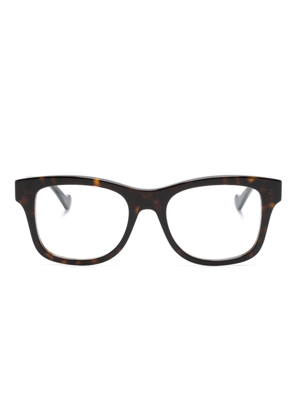 Gucci Eyewear 玳瑁纹效果长方形框眼镜 - 褐色