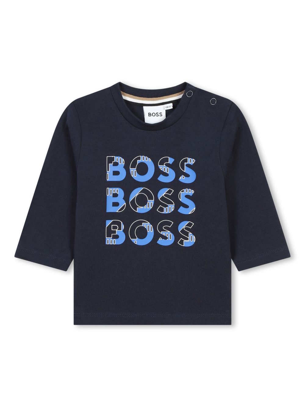 BOSS Kidswear logo印花棉T恤 - 蓝色