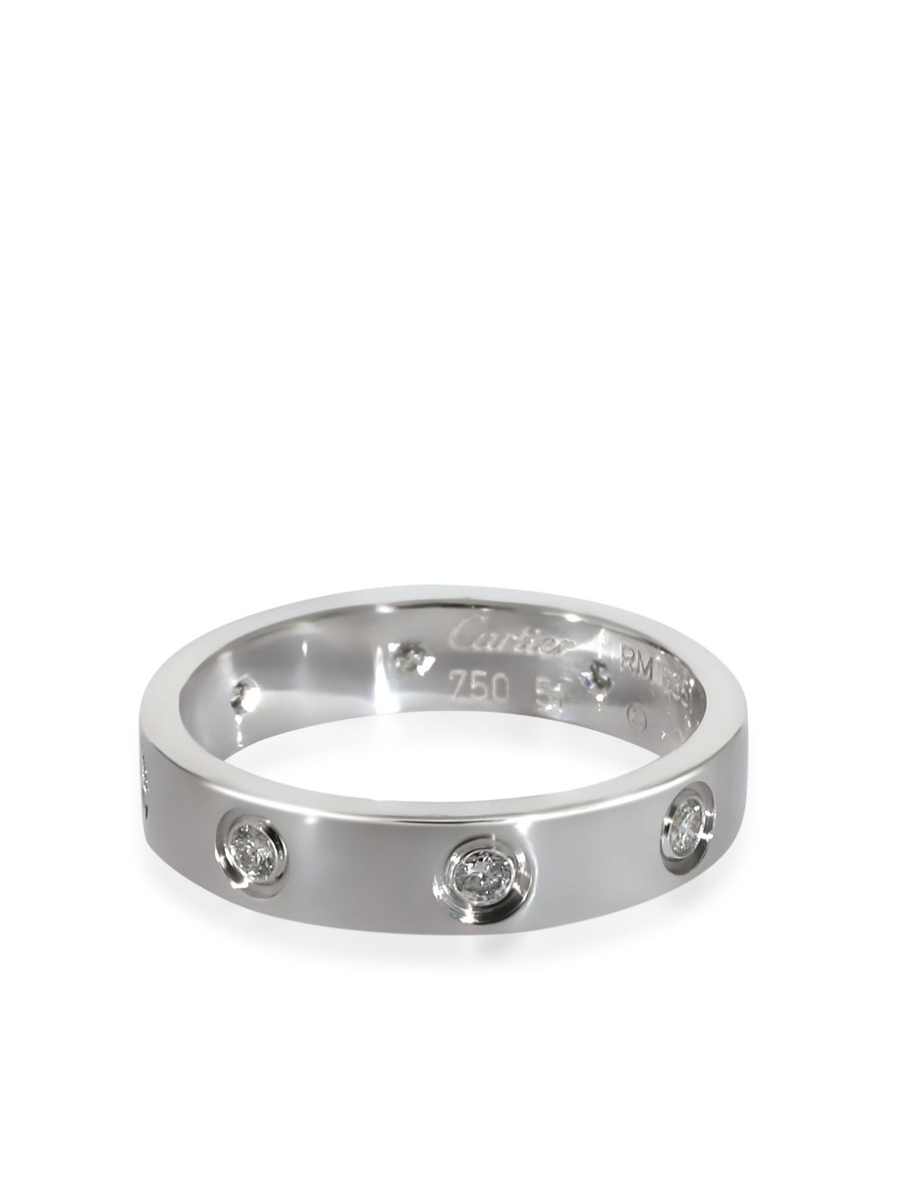 Cartier Love 18K白金钻石戒指 - 银色