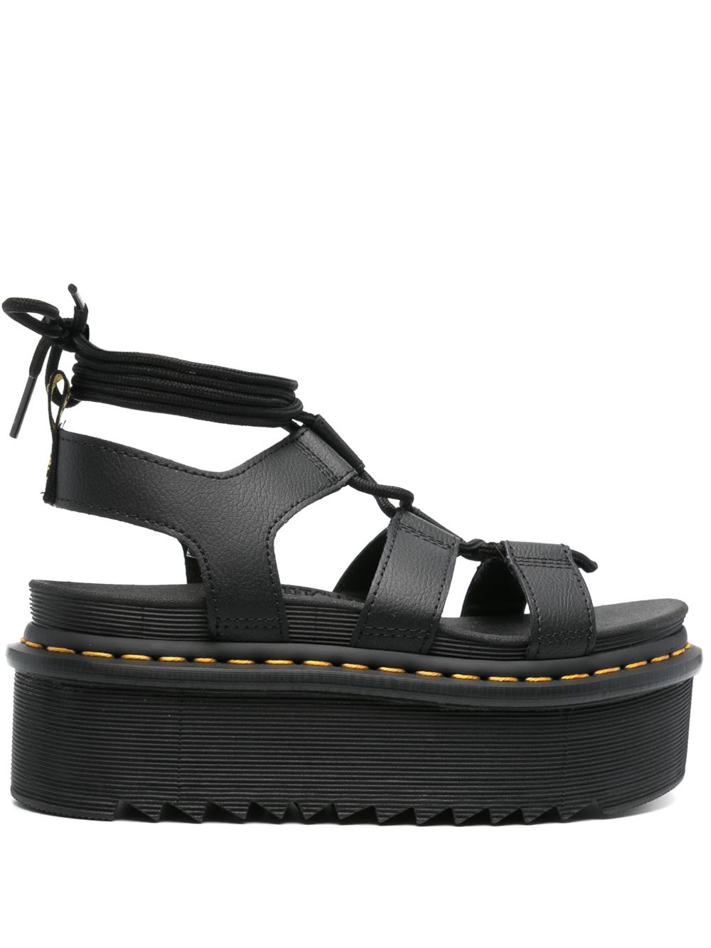 Dr. Martens Nartilla 中跟皮质凉鞋 - 黑色