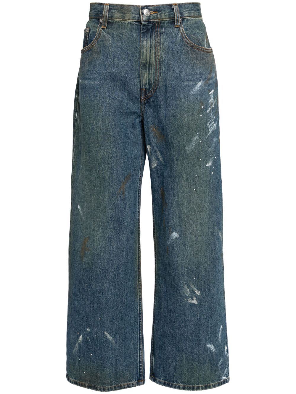Helmut Lang 绘画效果牛仔裤 - 蓝色
