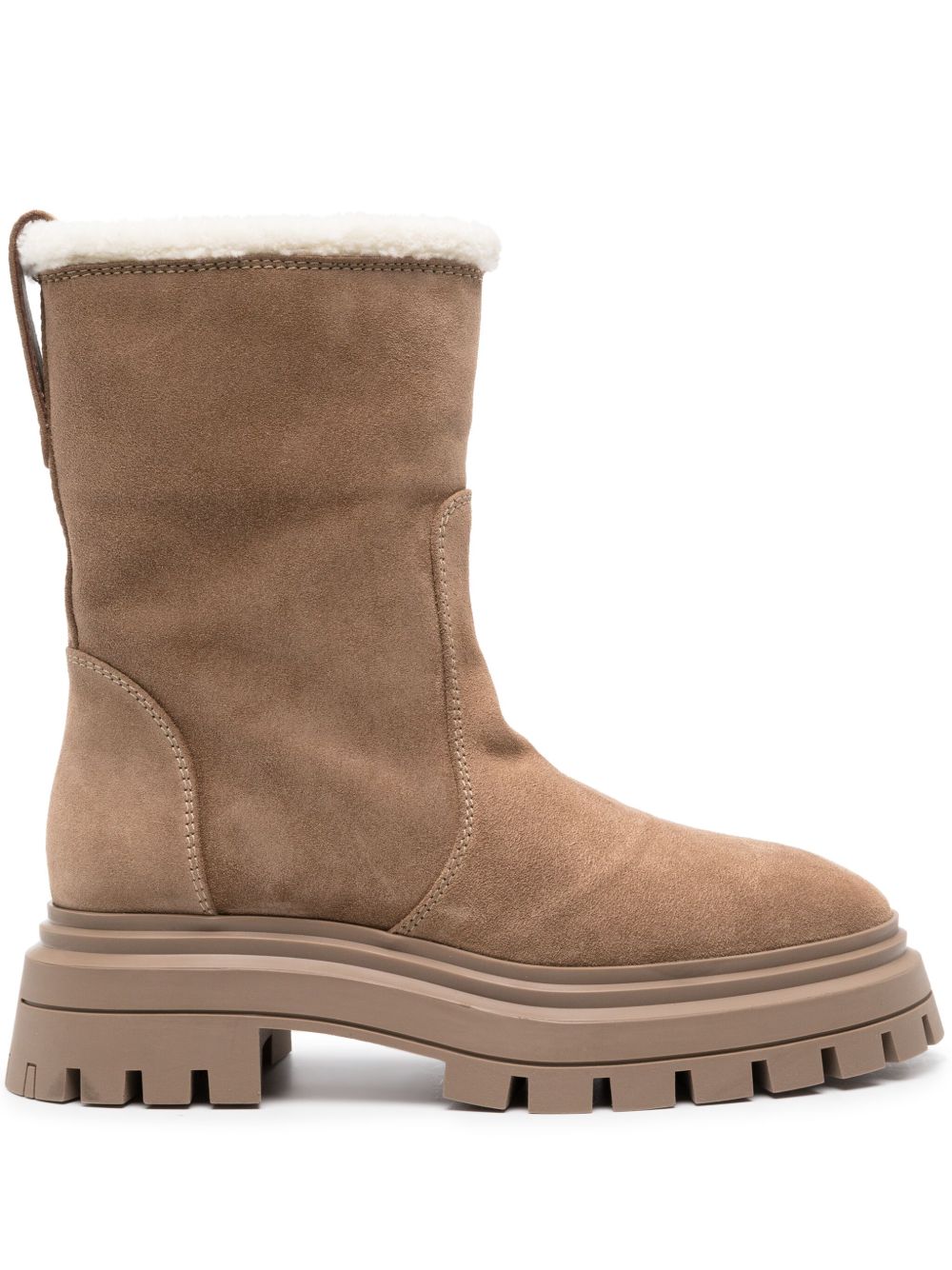 Stuart Weitzman Bedford 抓绒衬里绒面皮短靴 - 中性色