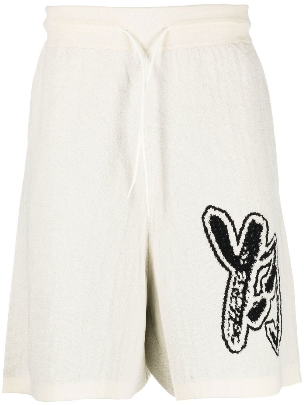 Y-3 logo嵌花针织百慕大短裤 - 中性色