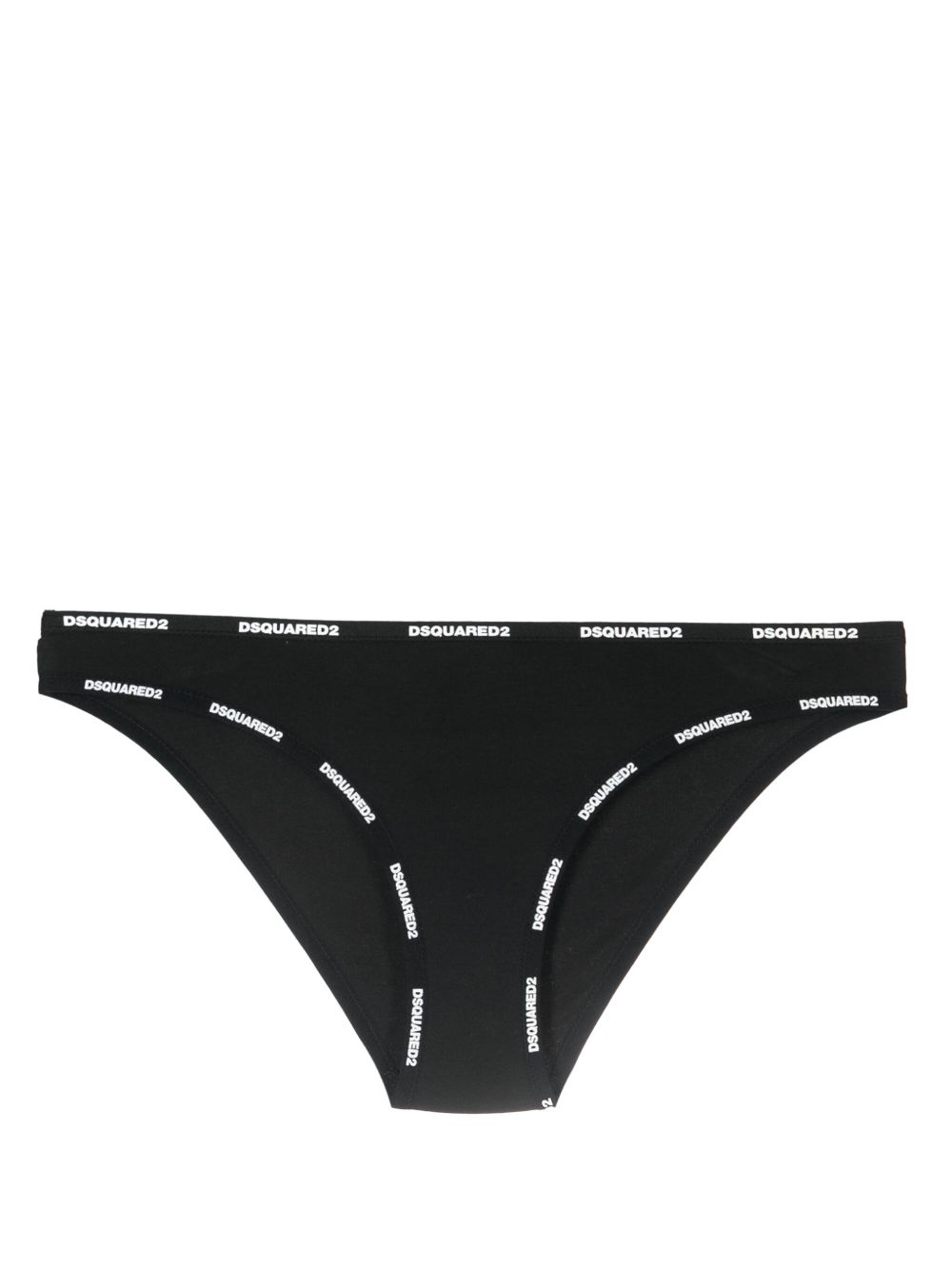DSQUARED2 logo印花弹性棉三角内裤 - 黑色