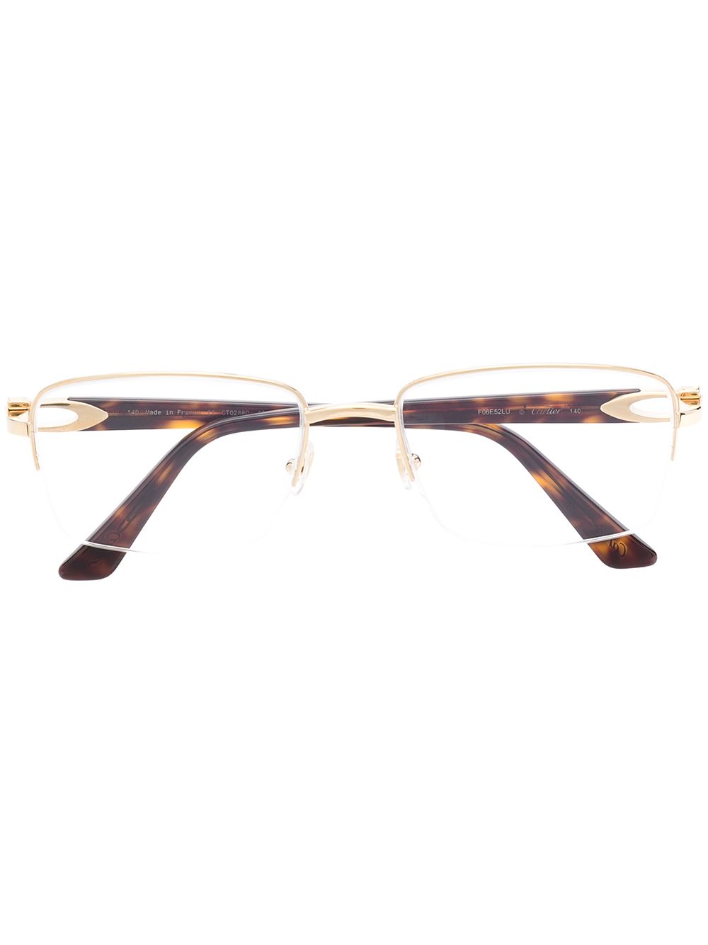 Cartier Eyewear 卡地亚眼镜系列 长方形框玳瑁纹眼镜 - 金色