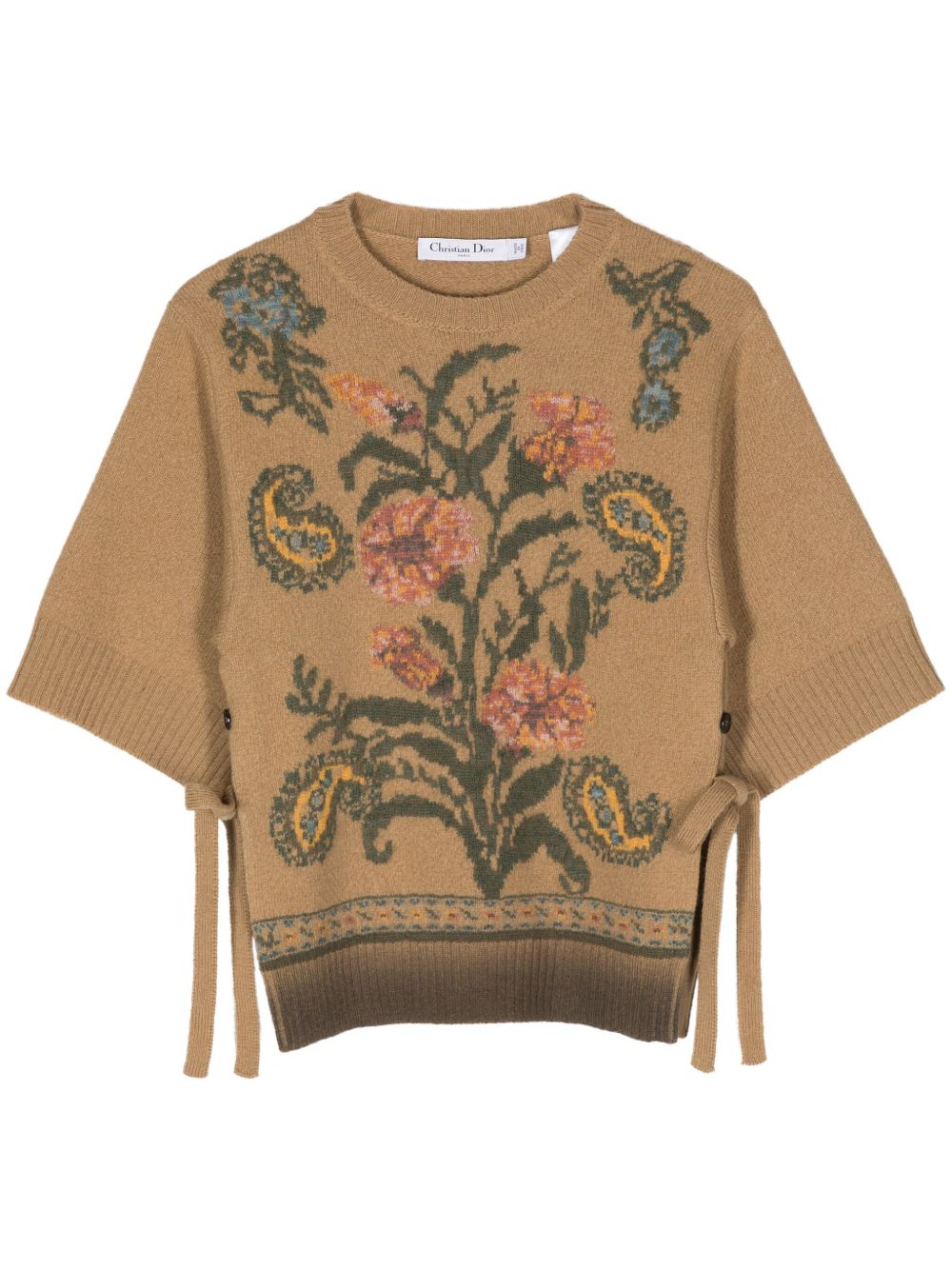 Christian Dior Pre-Owned 花卉提花羊毛上衣（典藏款） - 褐色