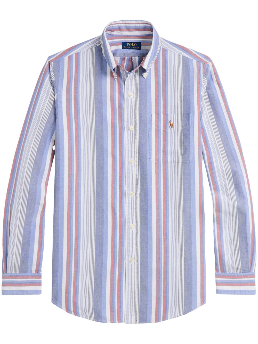 Polo Ralph Lauren logo刺绣条纹衬衫 - 蓝色