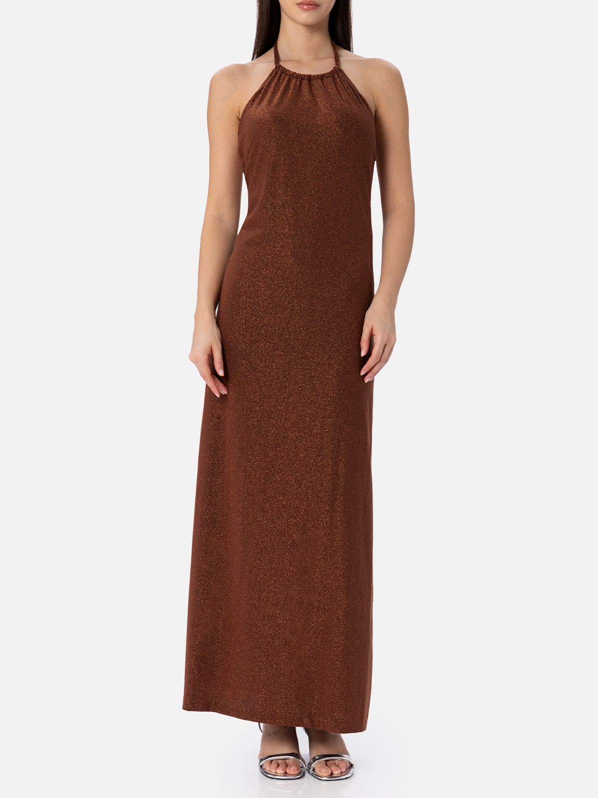 MC2 Saint Barth Lurex Brown Knitted Long Dress