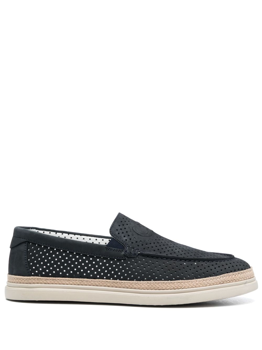 Casadei Nabuk 穿孔皮质草编鞋 - 蓝色
