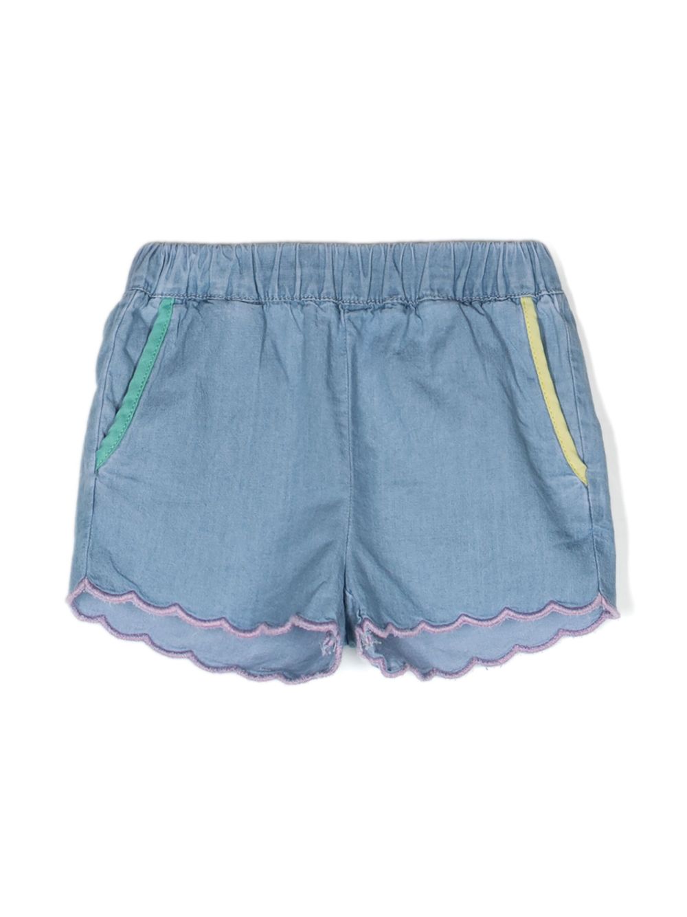 Stella McCartney Kids 扇贝边棉短裤 - 蓝色