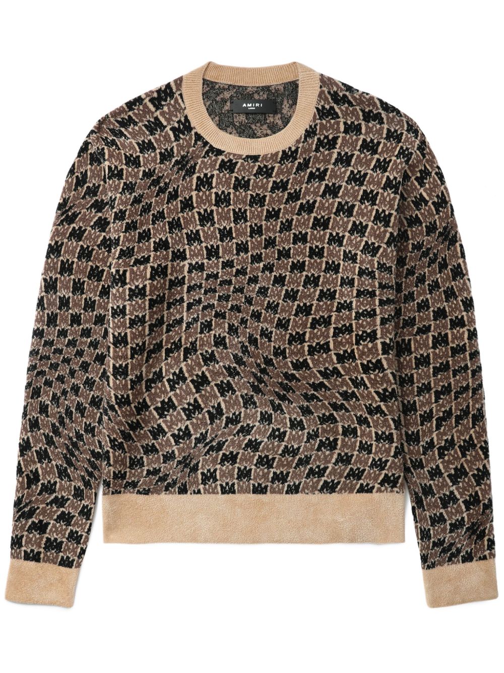 AMIRI 经典logo图案嵌花针织毛衣 - 褐色