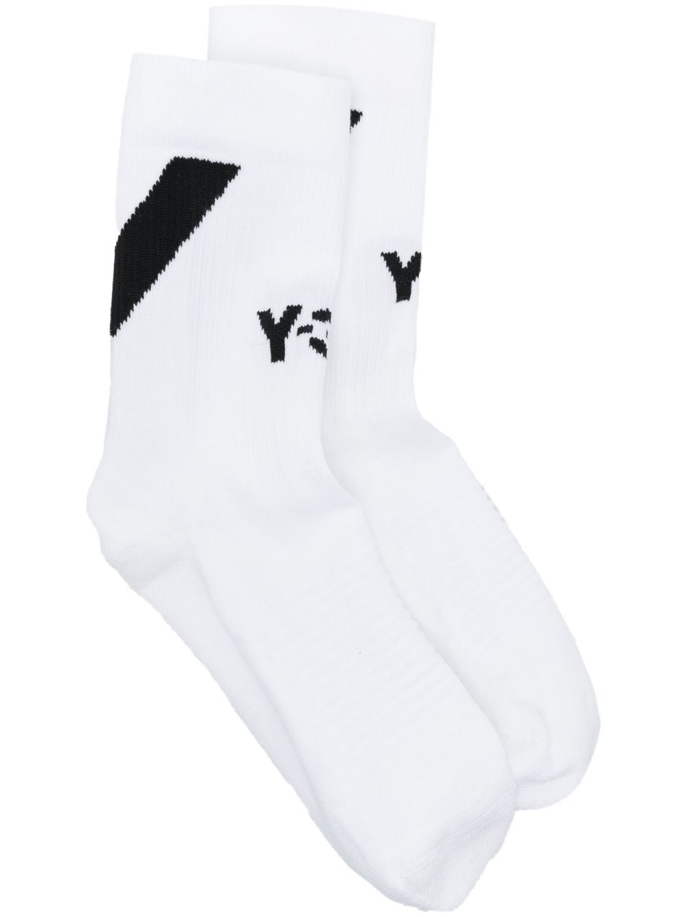Y-3 嵌花logo针织袜 - 白色