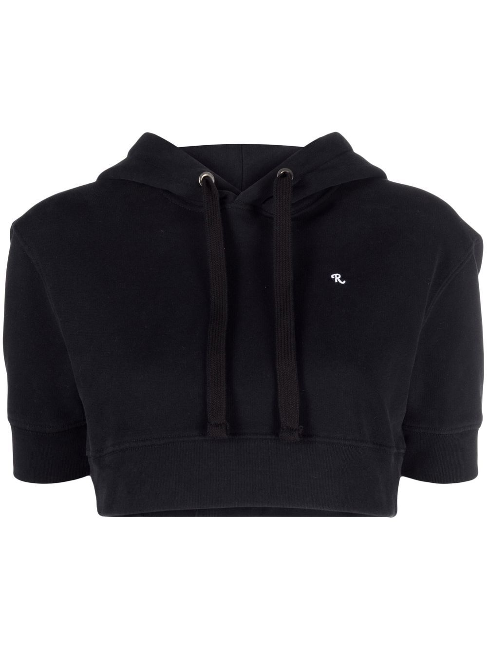 Raf Simons 短袖短款连帽衫 - 黑色