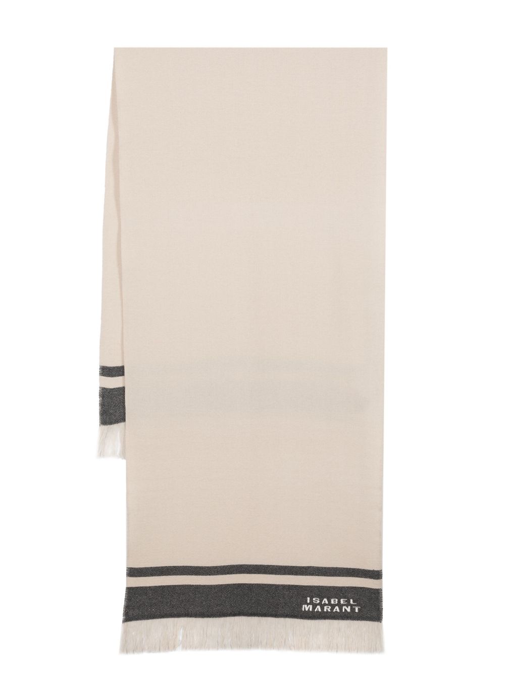 ISABEL MARANT logo刺绣针织围巾 - 中性色