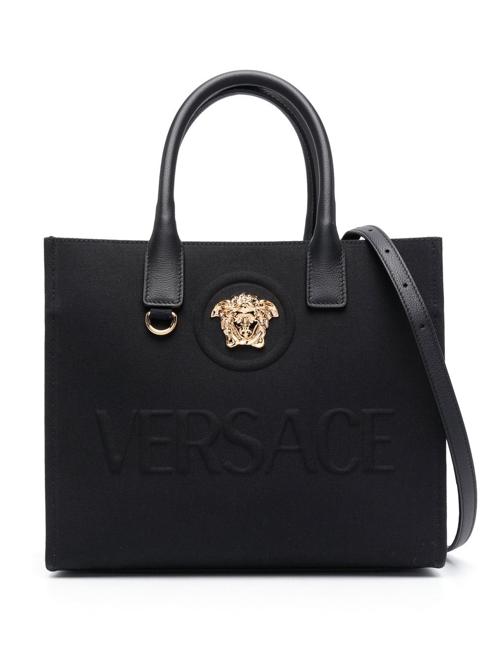Versace La Medusa 小号帆布手提包 - 黑色