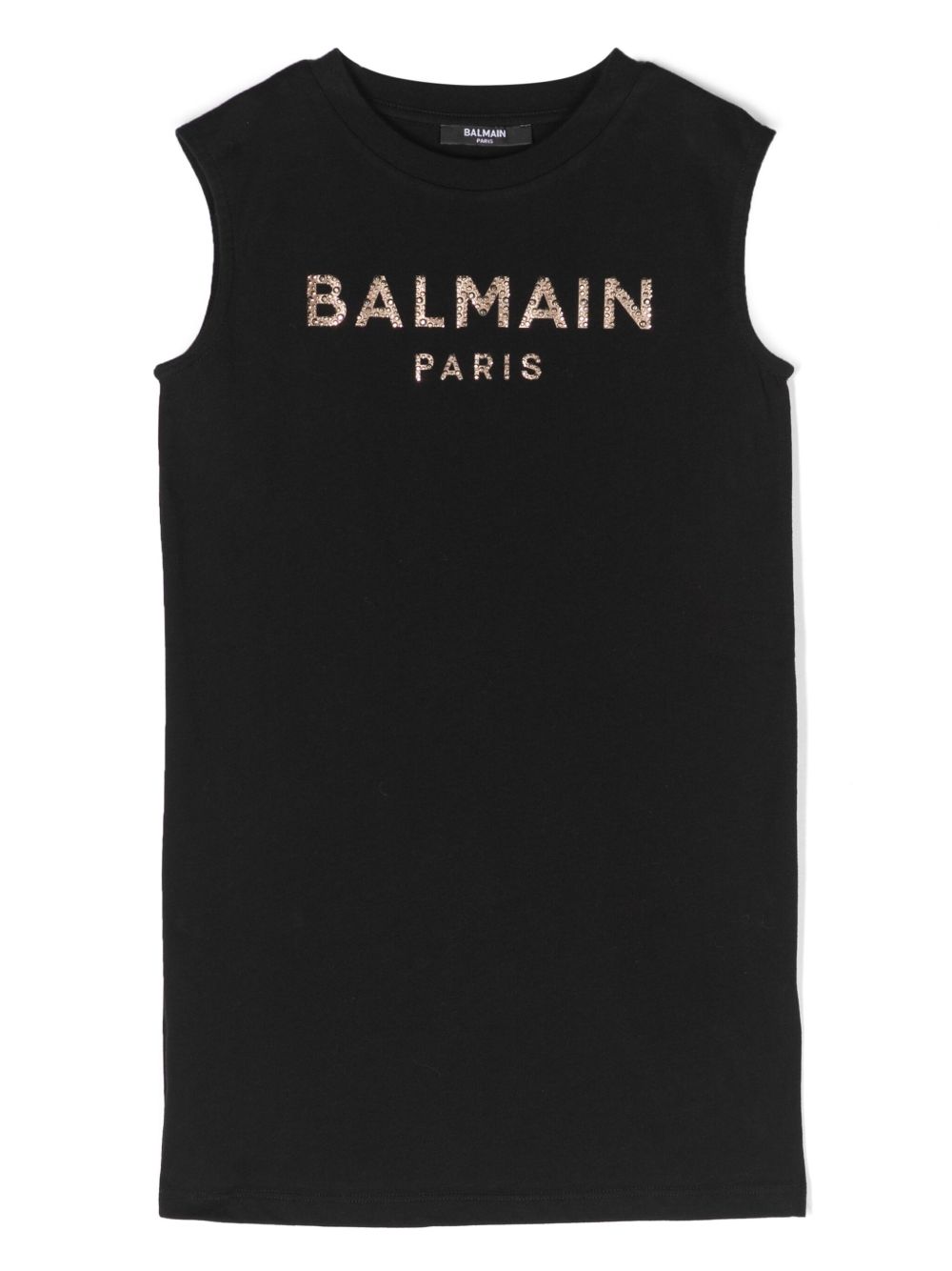 Balmain Kids 水钻无袖连衣裙 - 黑色