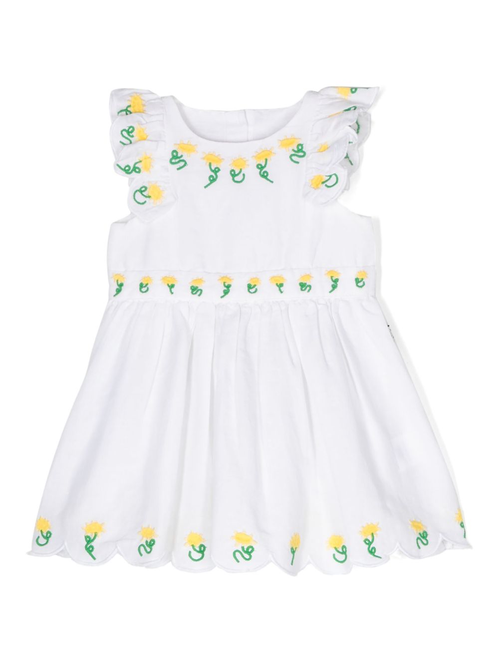 Stella McCartney Kids 花卉刺绣无袖连衣裙 - 白色