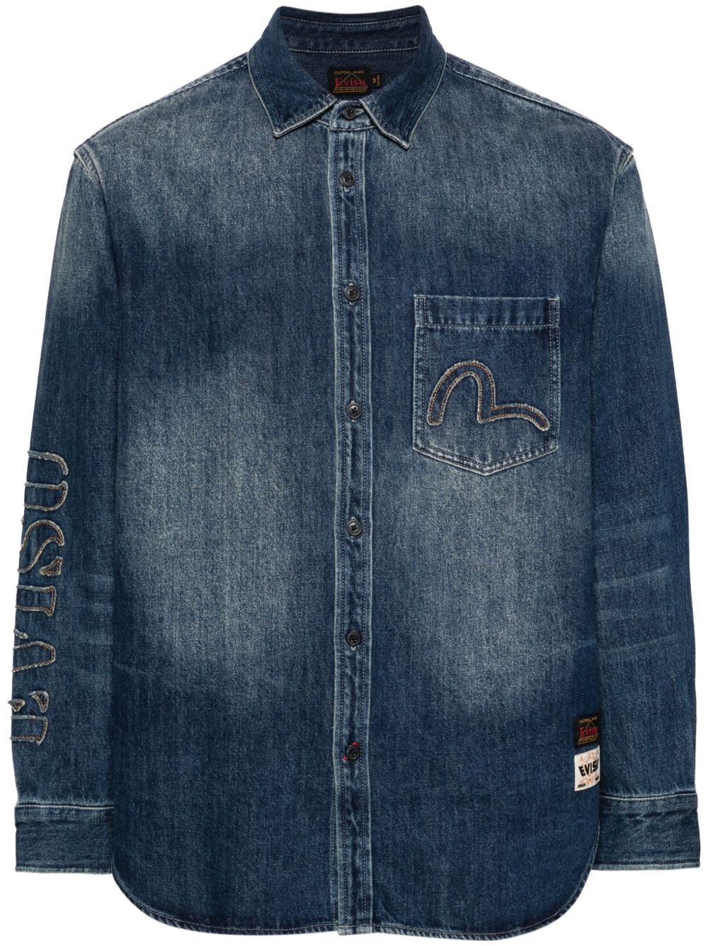 EVISU 贴花细节牛仔衬衫 - 蓝色