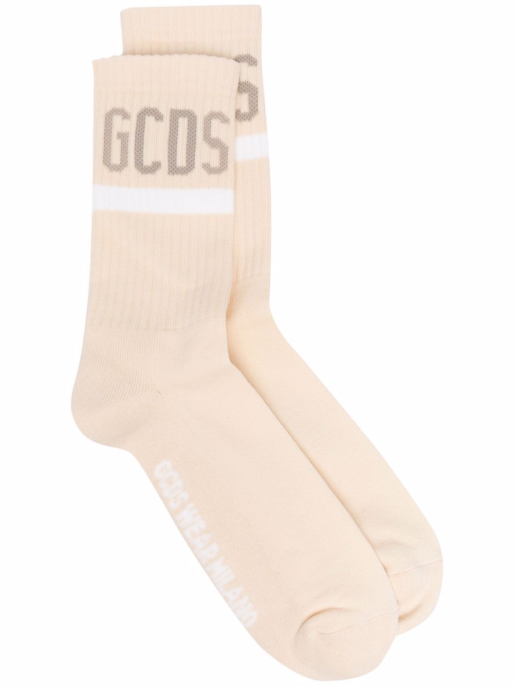 GCDS Logo Intarsia 罗纹针织袜 - 中性色