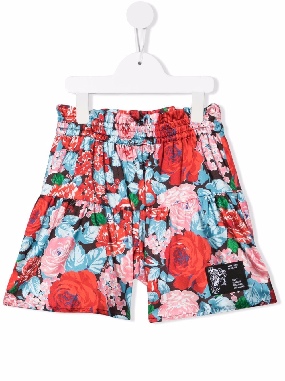 MSGM Kids 花卉印花短裤 - 红色