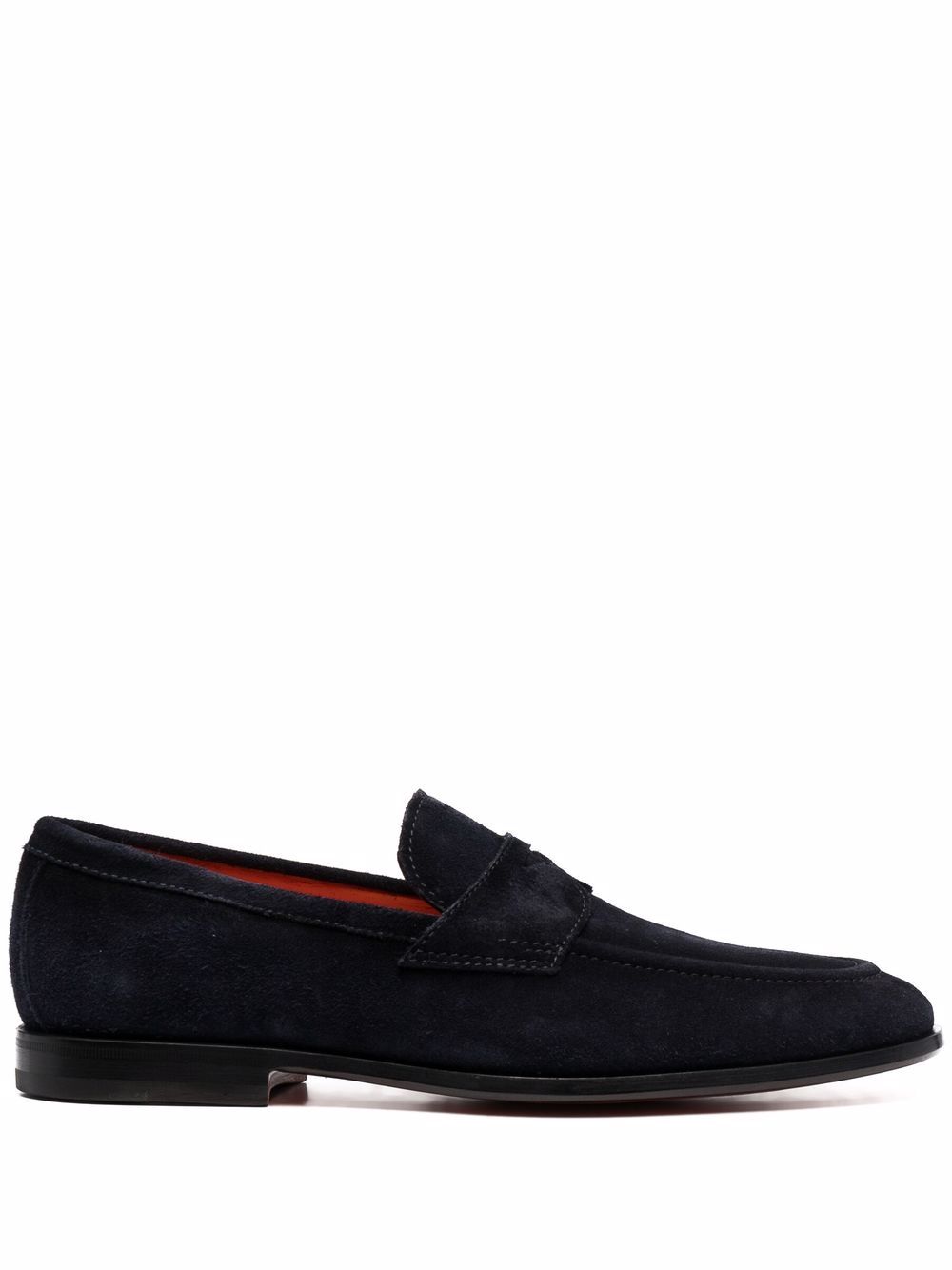 Santoni 绒面皮经典乐福鞋 - 蓝色