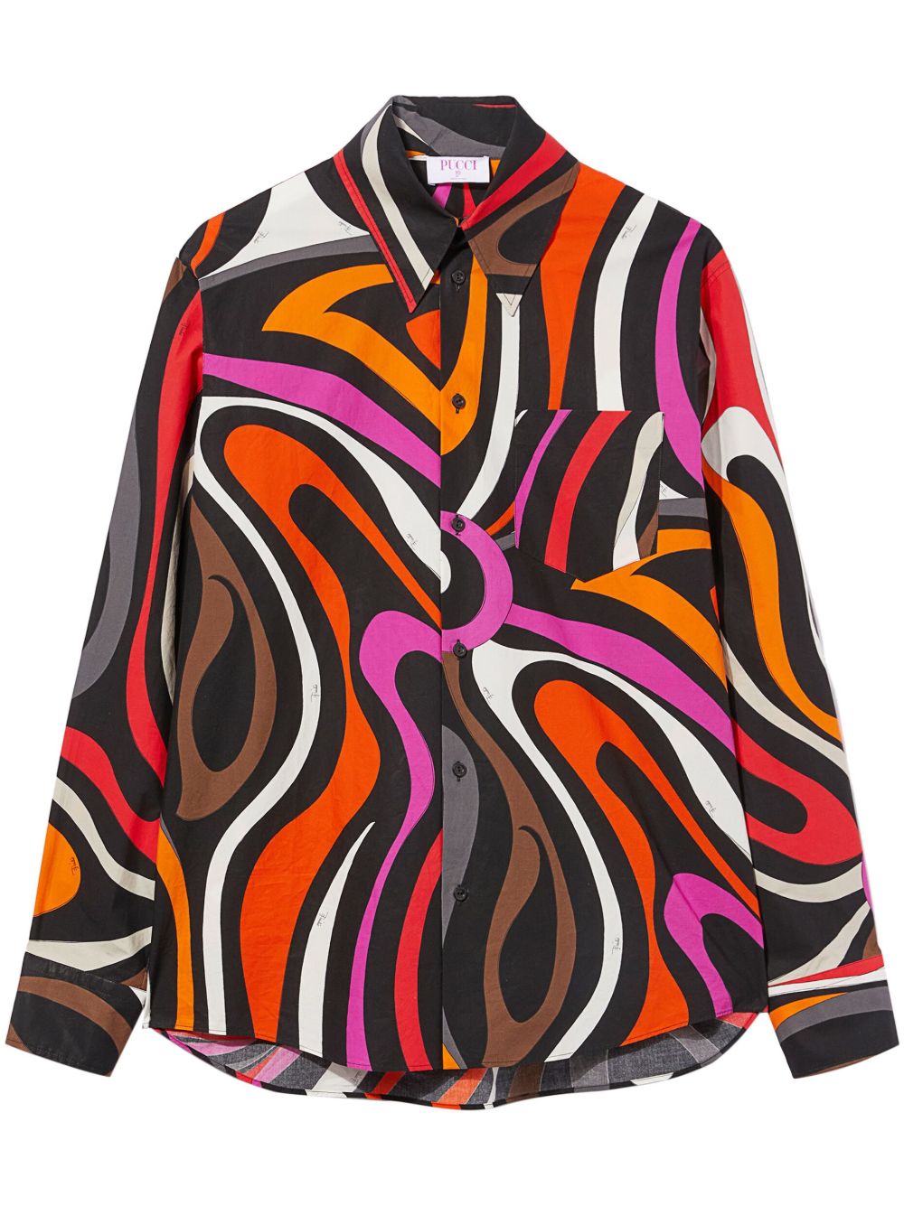 PUCCI 抽象印花棉衬衫 - 黑色