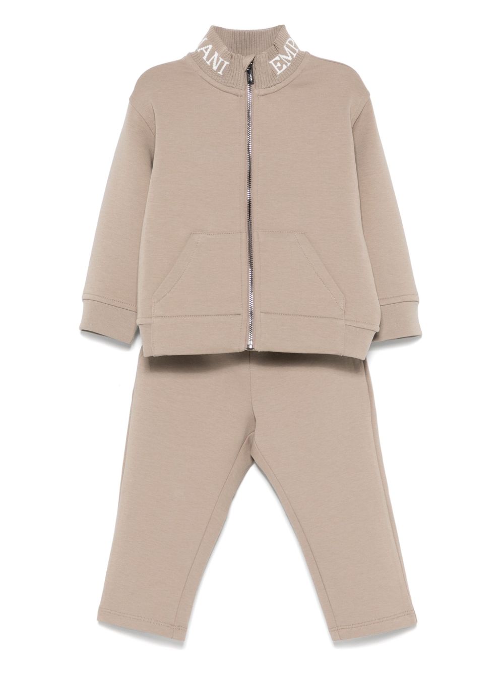 Emporio Armani Kids 嵌花logo运动套装 - 褐色