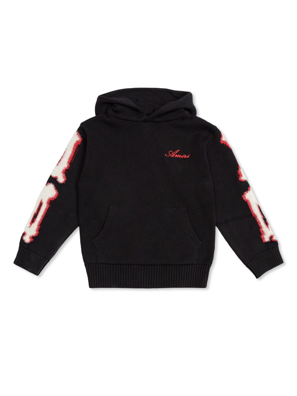 AMIRI KIDS logo刺绣针织连帽衫 - 黑色