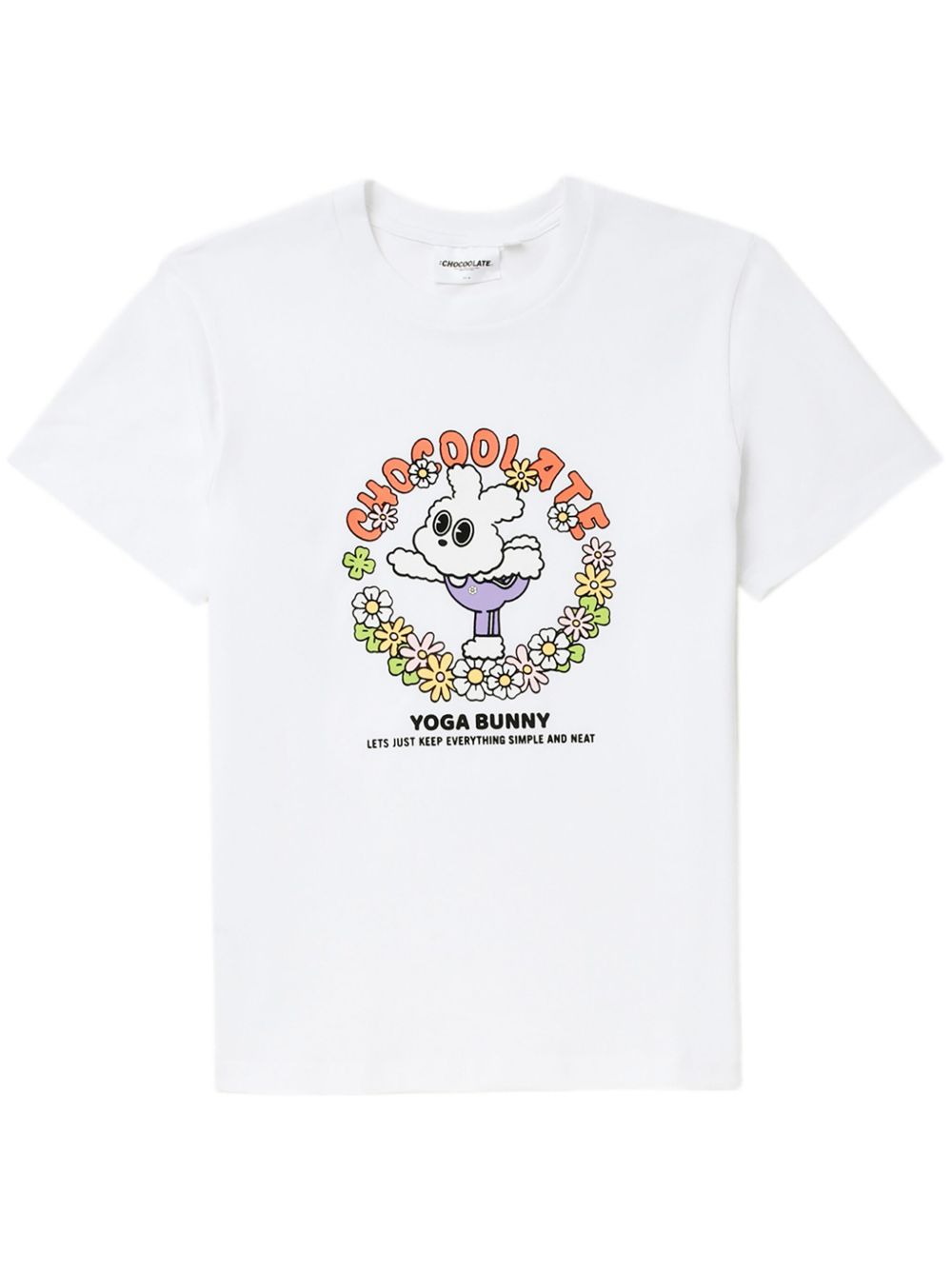 CHOCOOLATE Yoga Bunny 图案印花棉T恤 - 白色