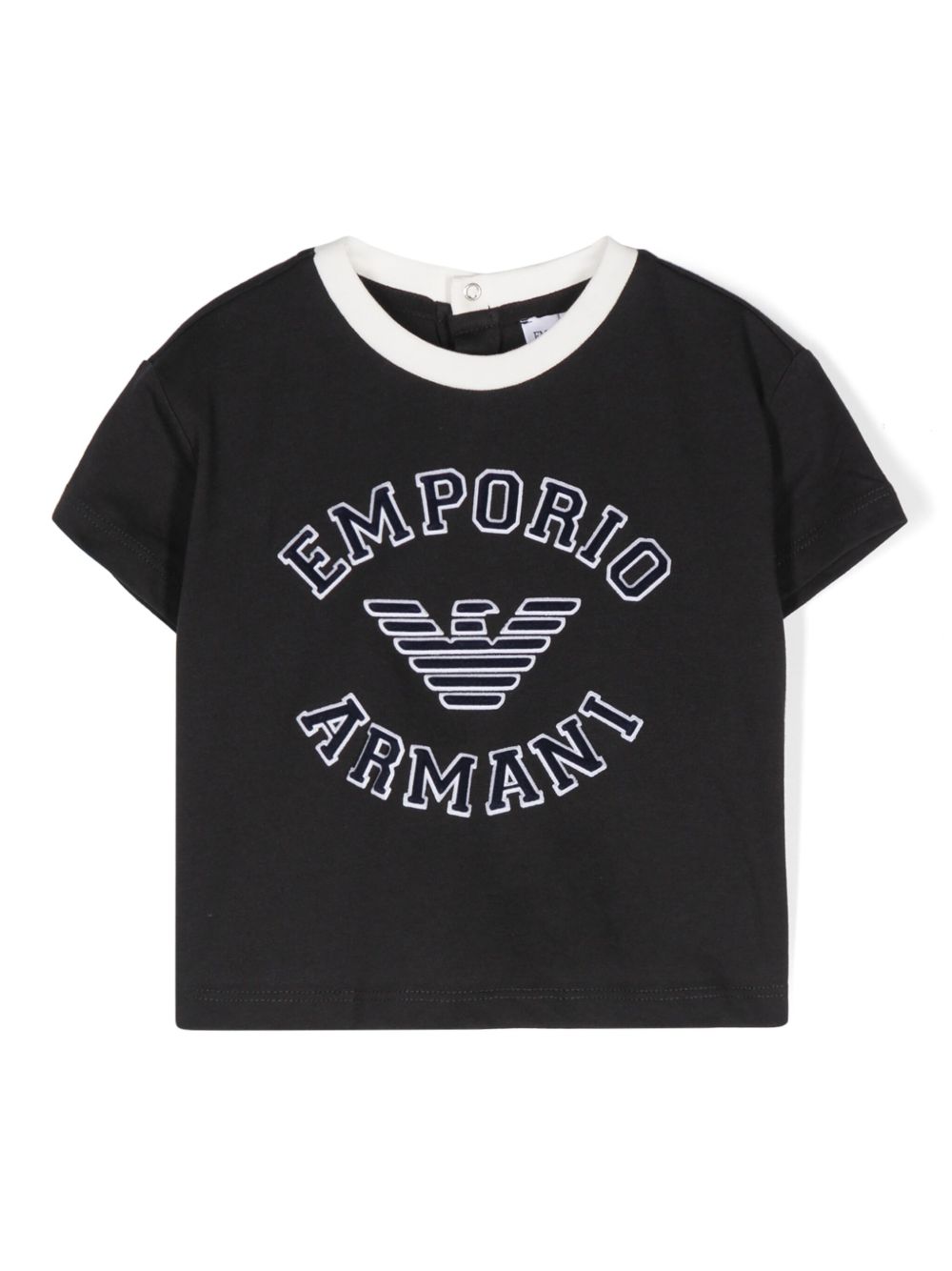 Emporio Armani Kids logo压纹棉T恤 - 蓝色