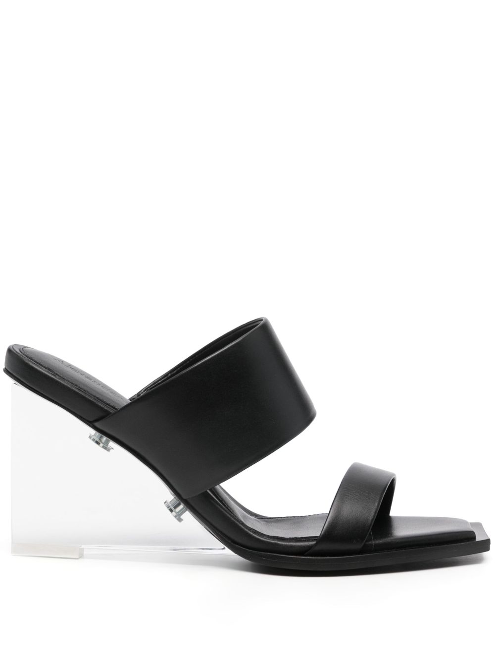 Alexander McQueen 皮质高跟穆勒鞋 - 黑色