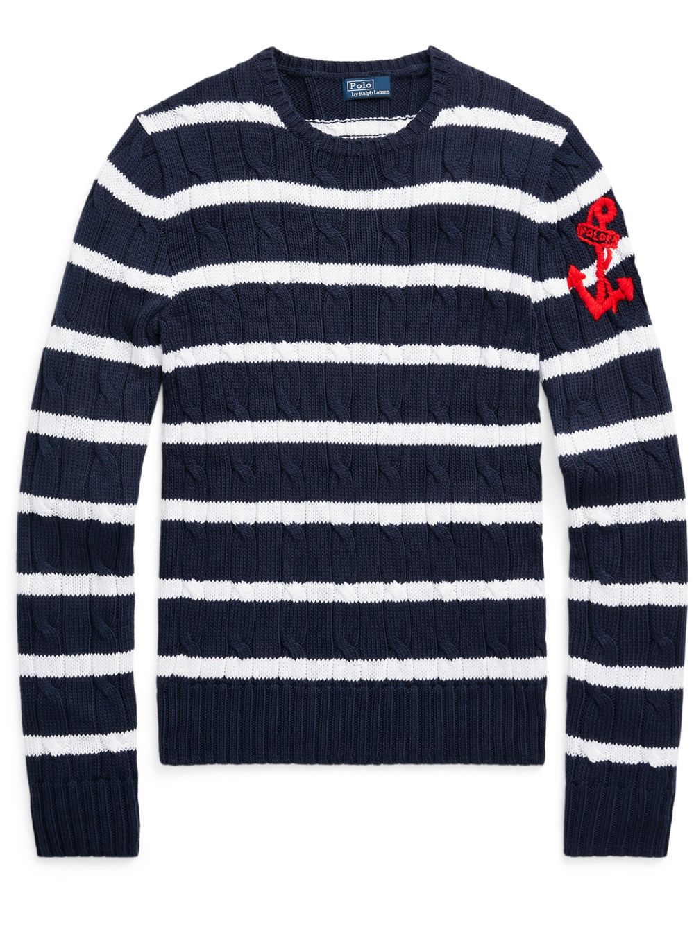 Polo Ralph Lauren 条纹粗绞花针织毛衣 - 蓝色