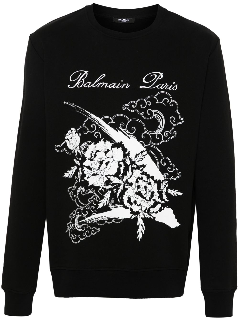 Balmain 图案印花棉卫衣 - 黑色