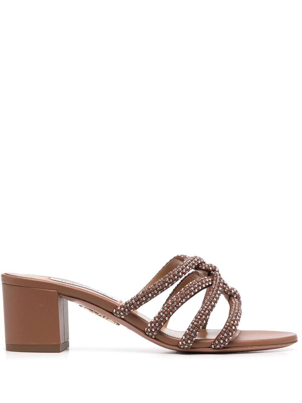 Aquazzura 晶饰皮质穆勒鞋 - 褐色