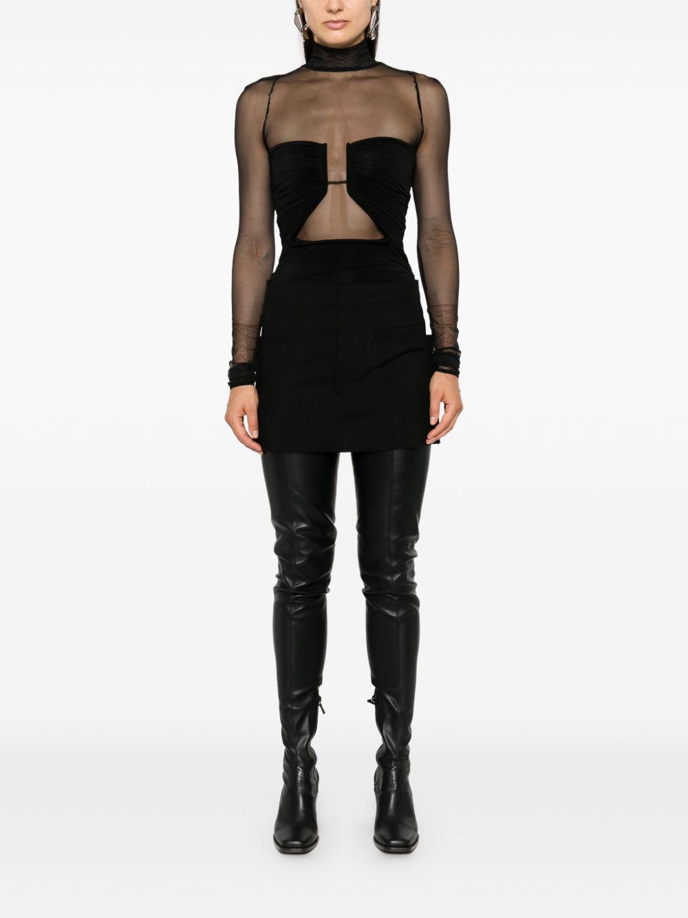 Rick Owens Cut-Off 迷你半身裙 - 黑色