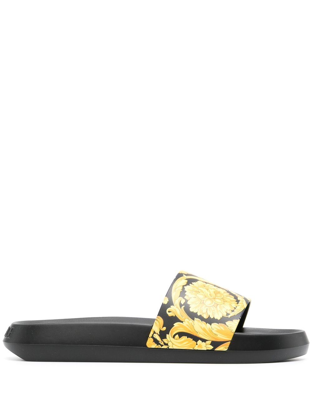 Versace Barocco 橡胶拖鞋 - 黑色