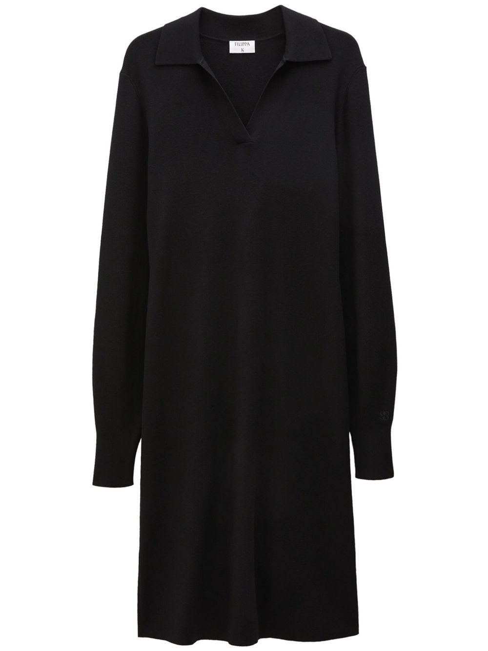 Filippa K logo刺绣针织polo领连衣裙 - 黑色
