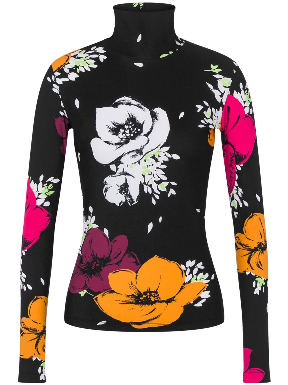 MOSCHINO JEANS 花卉印花高领罩衫 - 黑色