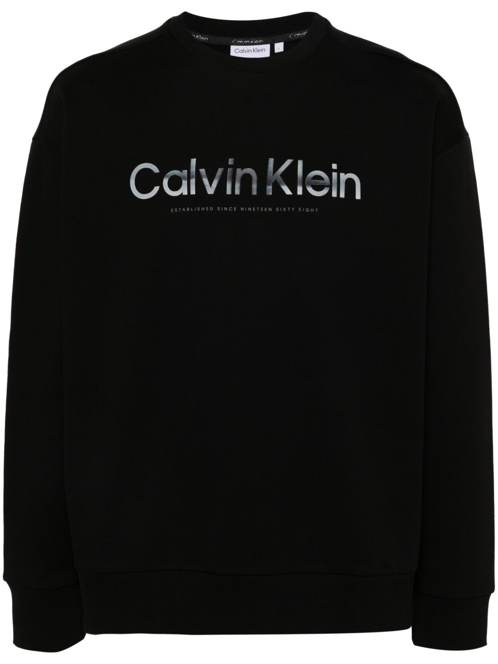 Calvin Klein logo印花棉卫衣 - 黑色