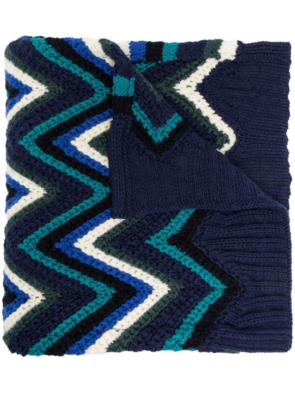 Missoni Z字形花纹刺绣围巾 - 蓝色