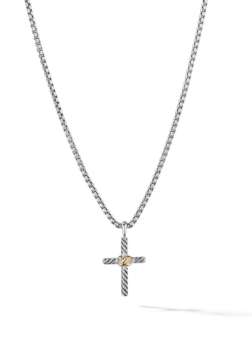 David Yurman 14K黄金纯银 Petite X Cross 项链 - 银色