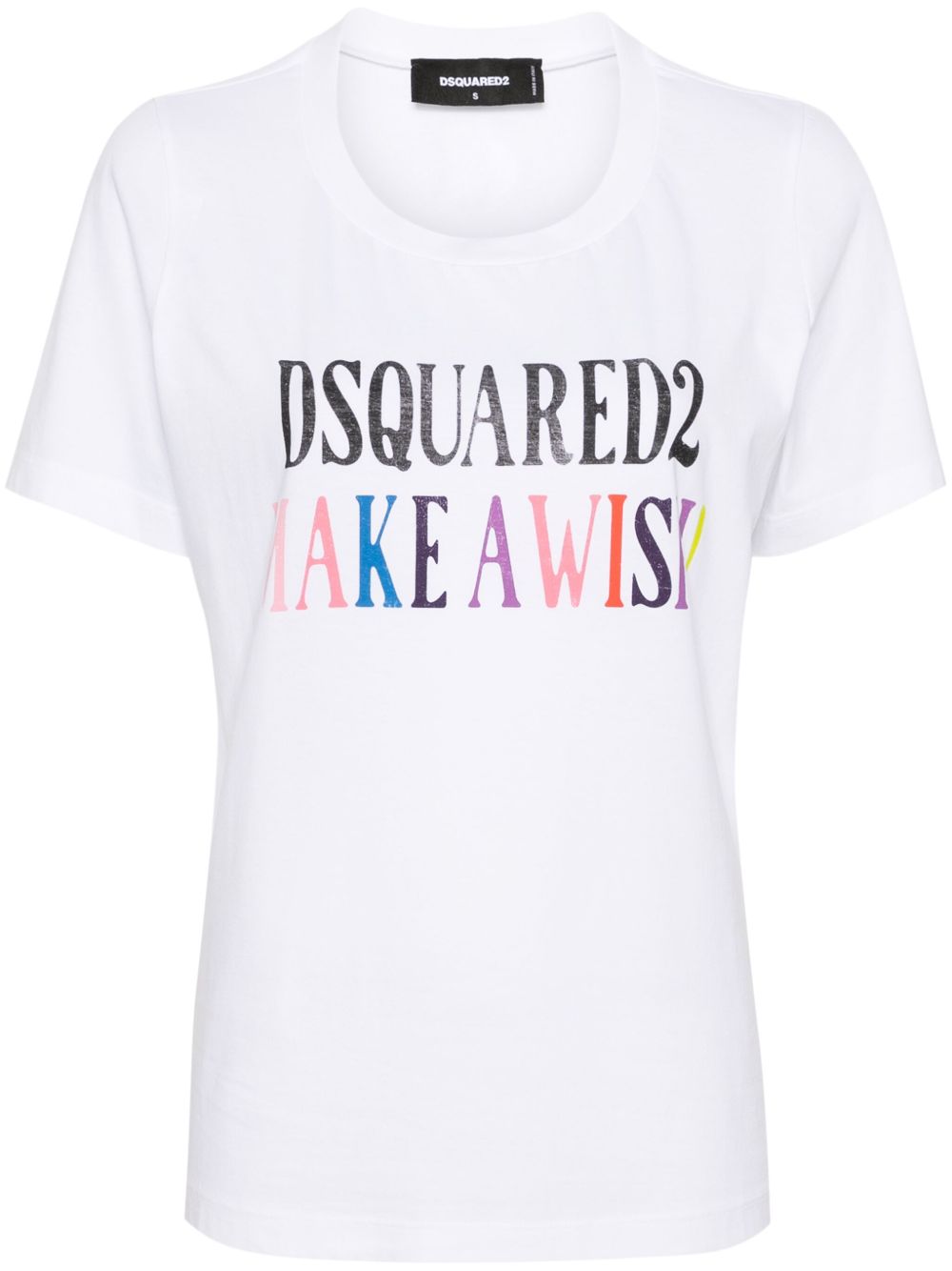 DSQUARED2 标语印花棉T恤 - 白色