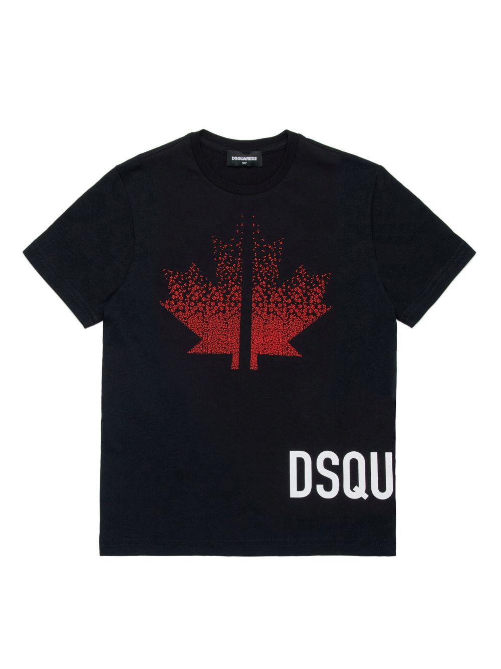 DSQUARED2 KIDS 枫叶图案棉T恤 - 黑色