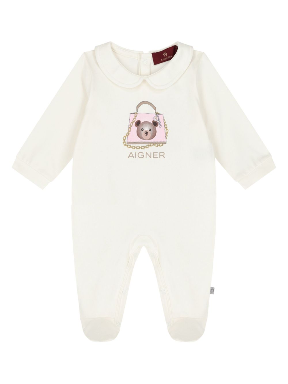 Aigner Kids 图案印花连体衣 - 白色