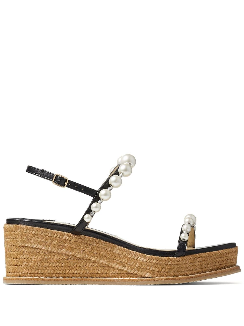 Jimmy Choo Amatuus 珠饰中坡跟凉鞋 - 黑色