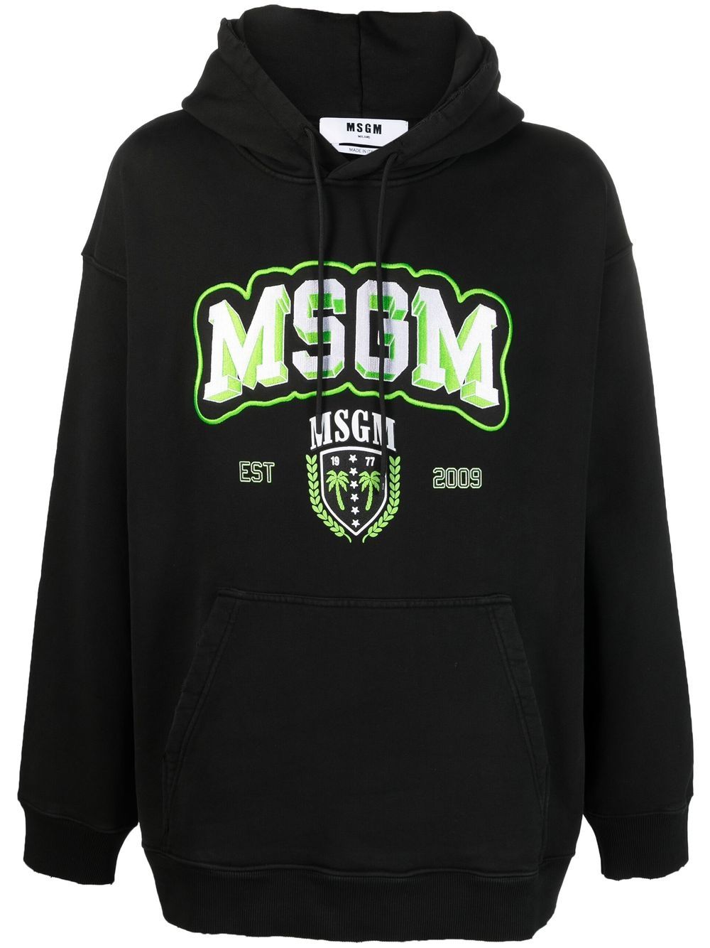 MSGM College logo印花连帽衫 - 黑色