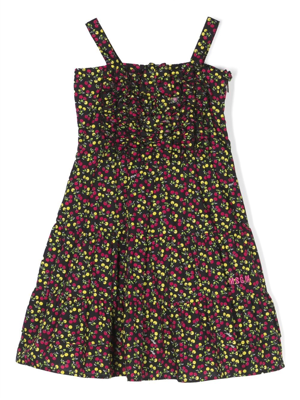 MSGM Kids 花卉印花连衣裙 - 黑色