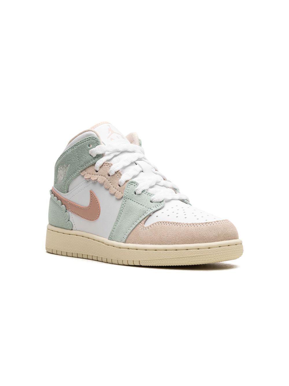 Jordan Kids "Air Jordan 1 Mid ""Pink Oxford"" 运动鞋" - 白色
