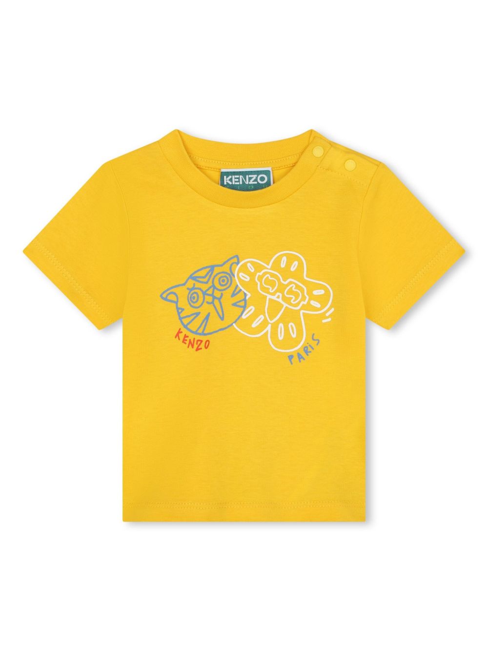 Kenzo Kids logo印花棉T恤 - 黄色